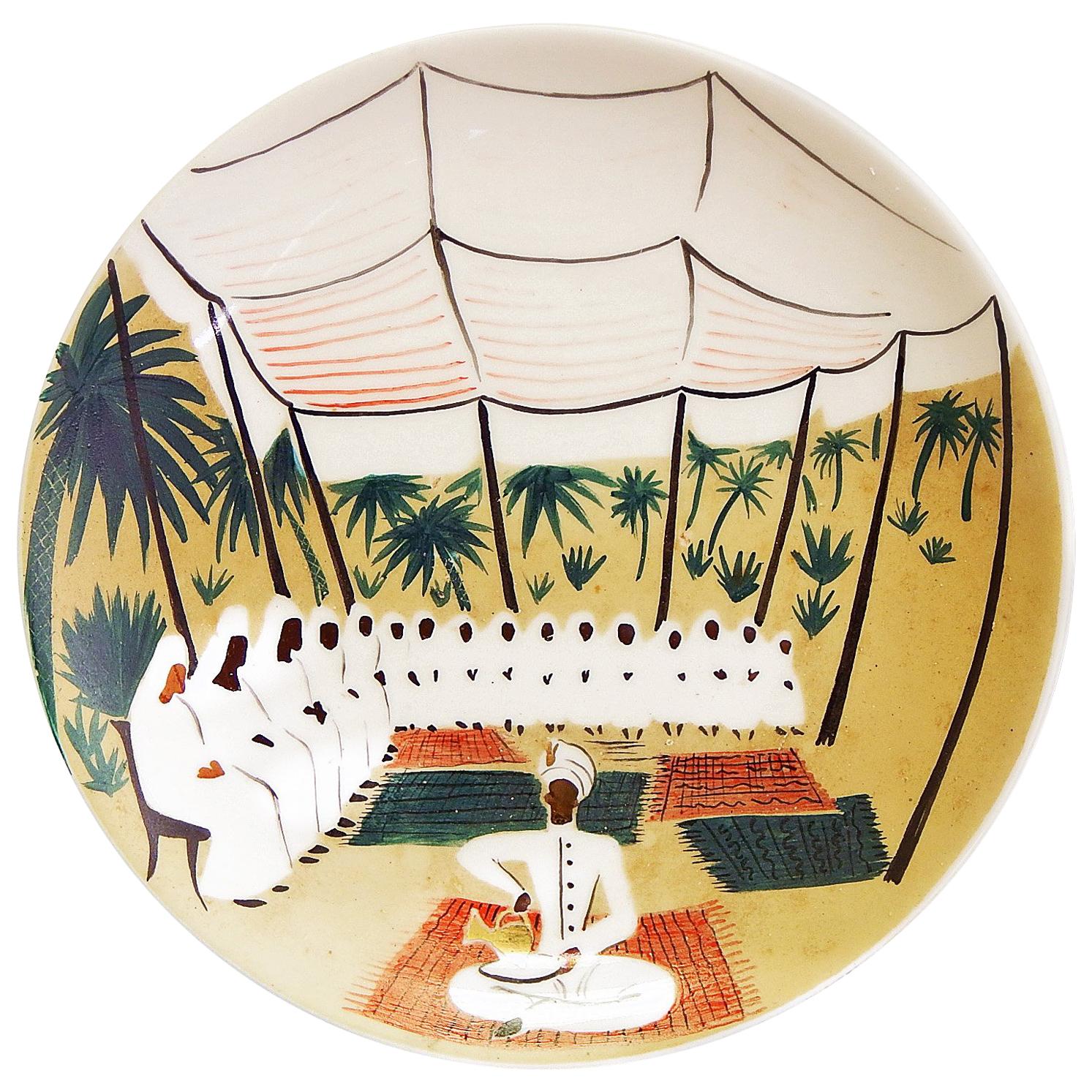 "Moroccan Agadir Bazaar, " Unique Midcentury Bowl by Waylande Gregory For Sale