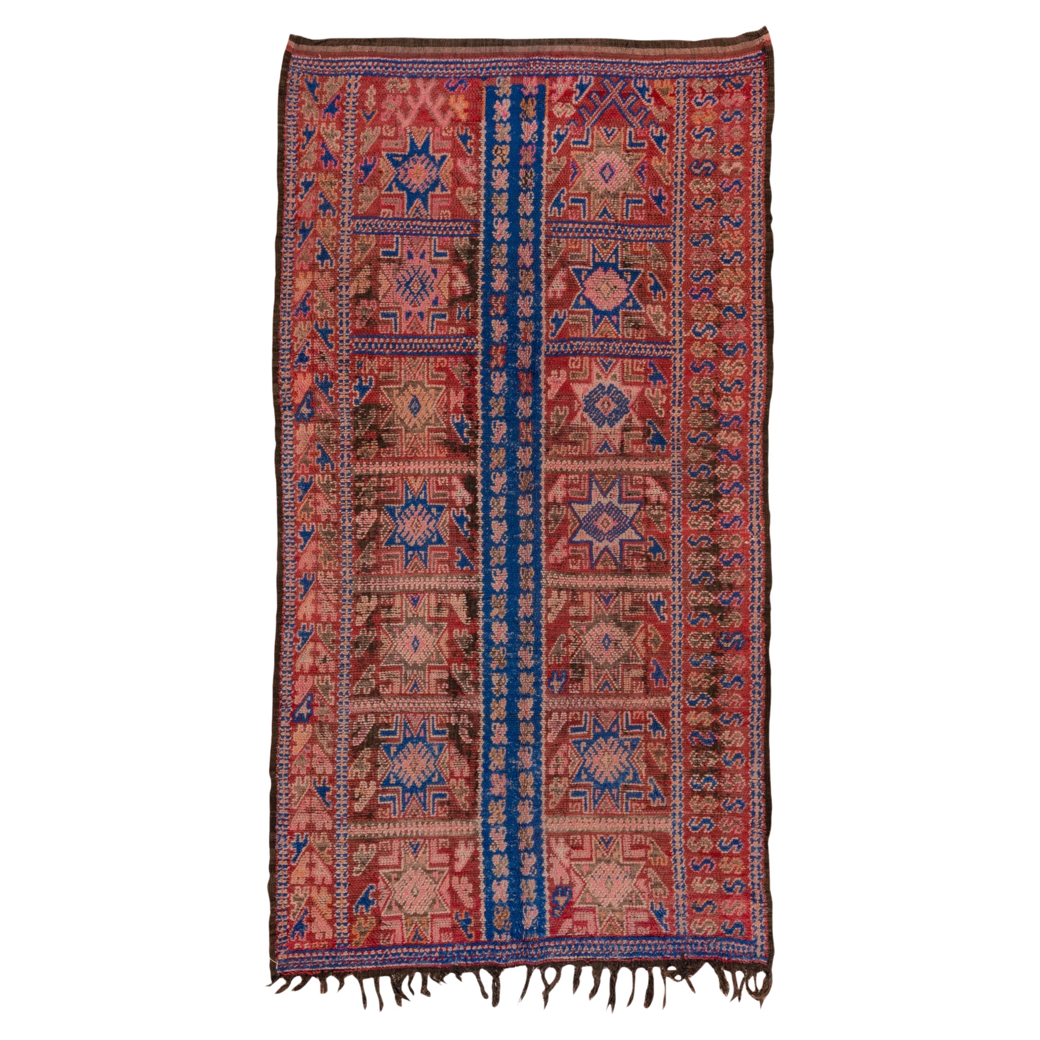 Marokkanisches Allover-Medaillon mit wiederkehrendem Muster, königsblau und sattem Rot