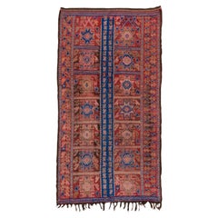 Moroccan Allover Medallion Repeating Pattern Royal Blue and Rich Reds