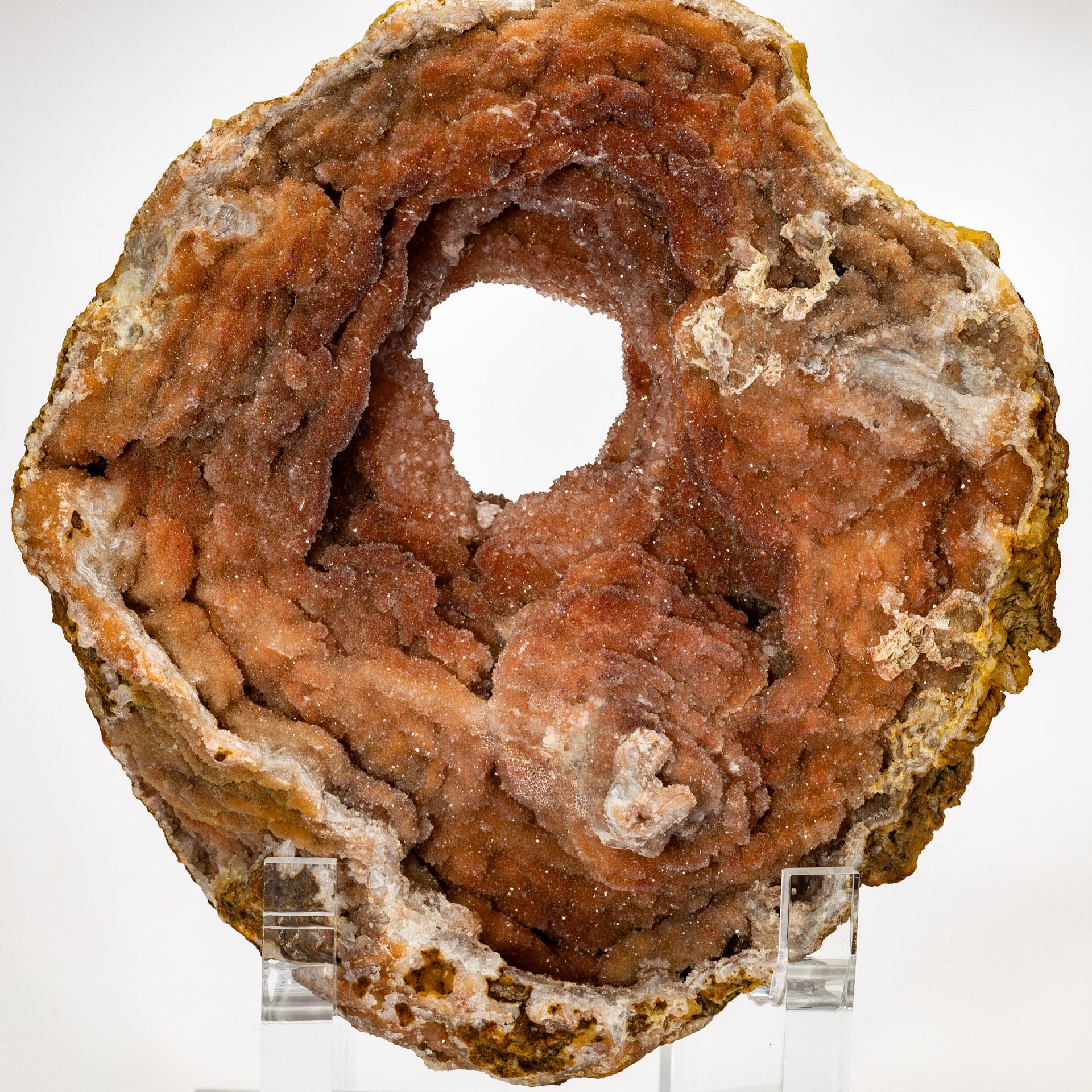 Moroccan Amethyst Geode with Hematite Inclusions on acrylic base In New Condition For Sale In Polanco, CDMX