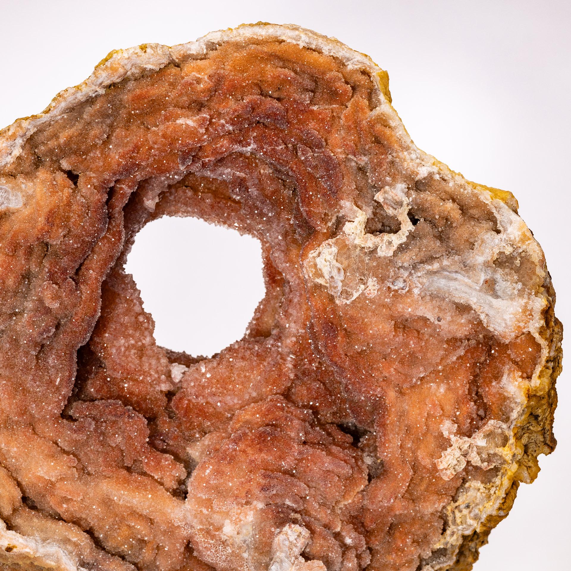 Moroccan Amethyst Geode with Hematite Inclusions on acrylic base For Sale 1