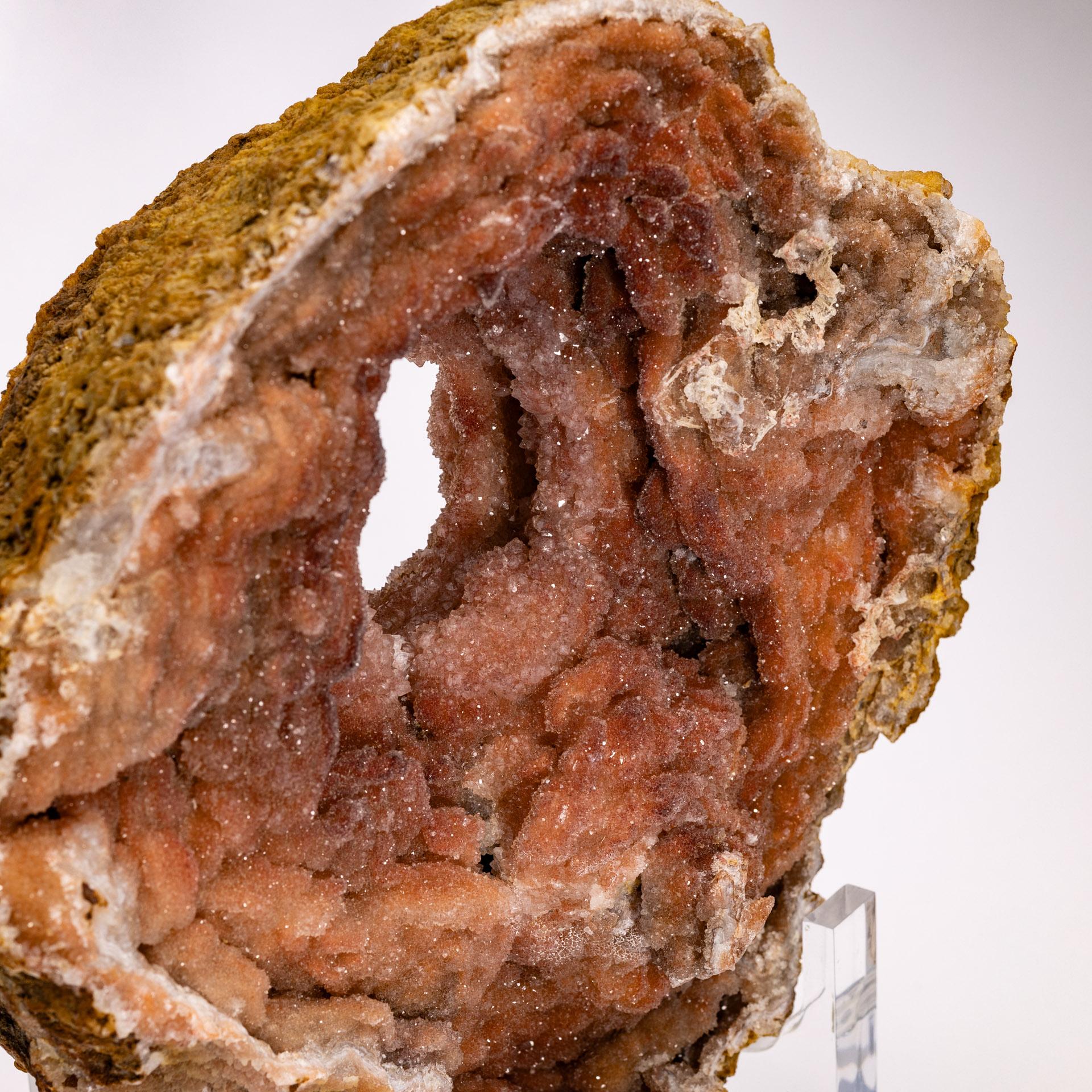 Moroccan Amethyst Geode with Hematite Inclusions on acrylic base For Sale 2