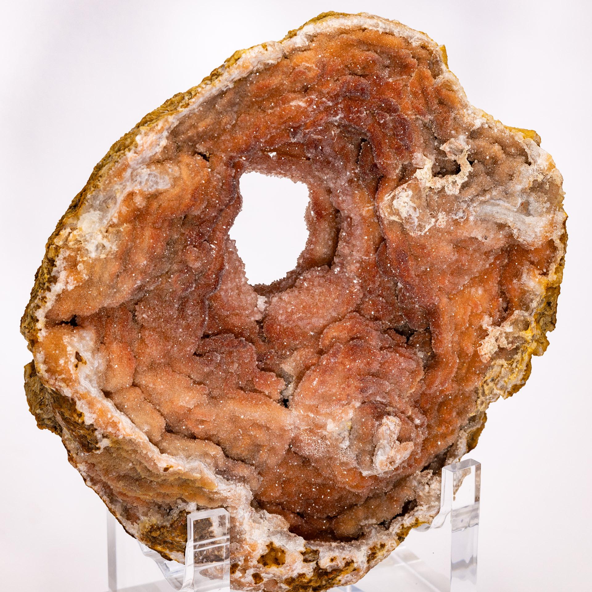 Moroccan Amethyst Geode with Hematite Inclusions on acrylic base For Sale 3