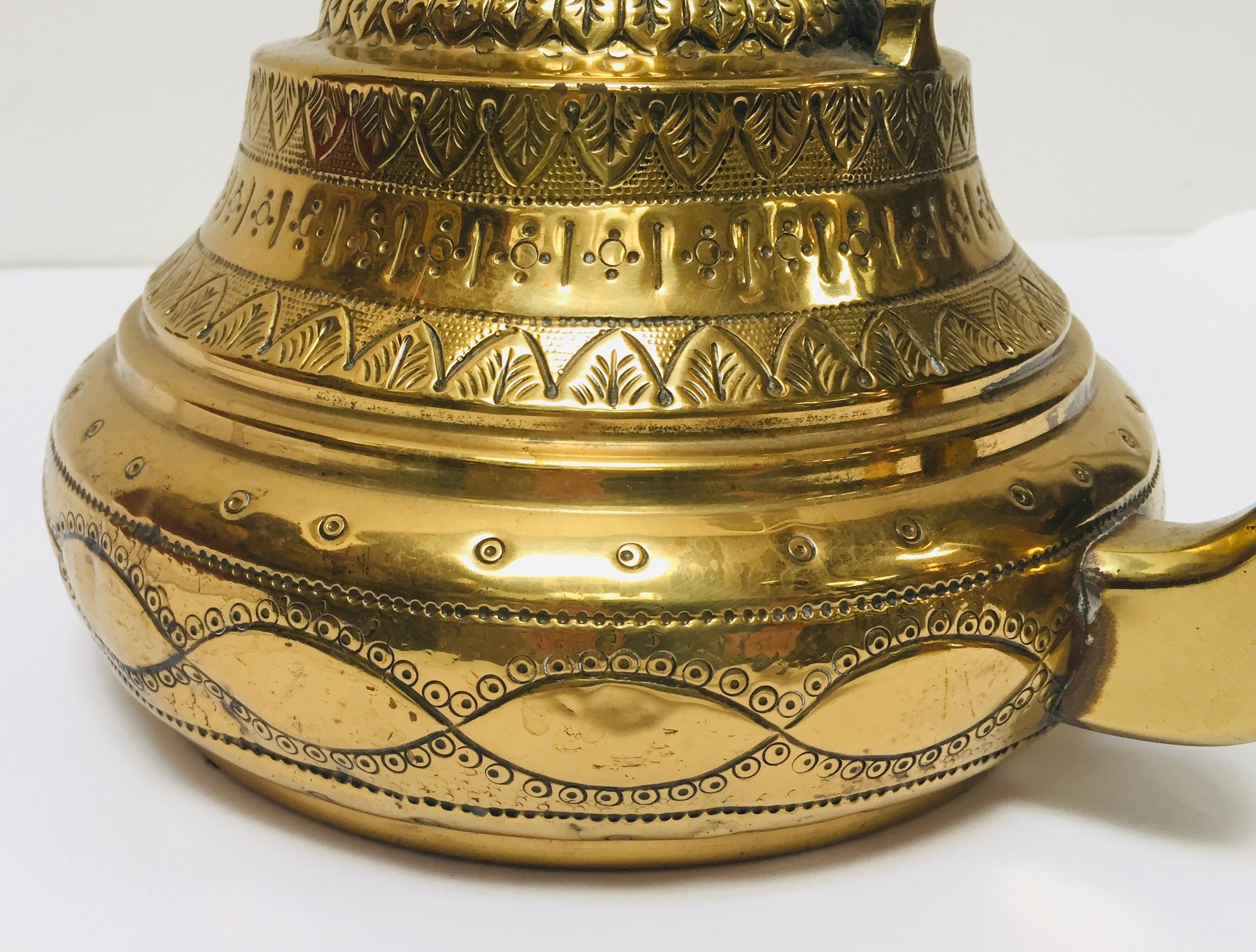 Moroccan Antique Brass Tea Kettle Pot with Camel Spout 1
