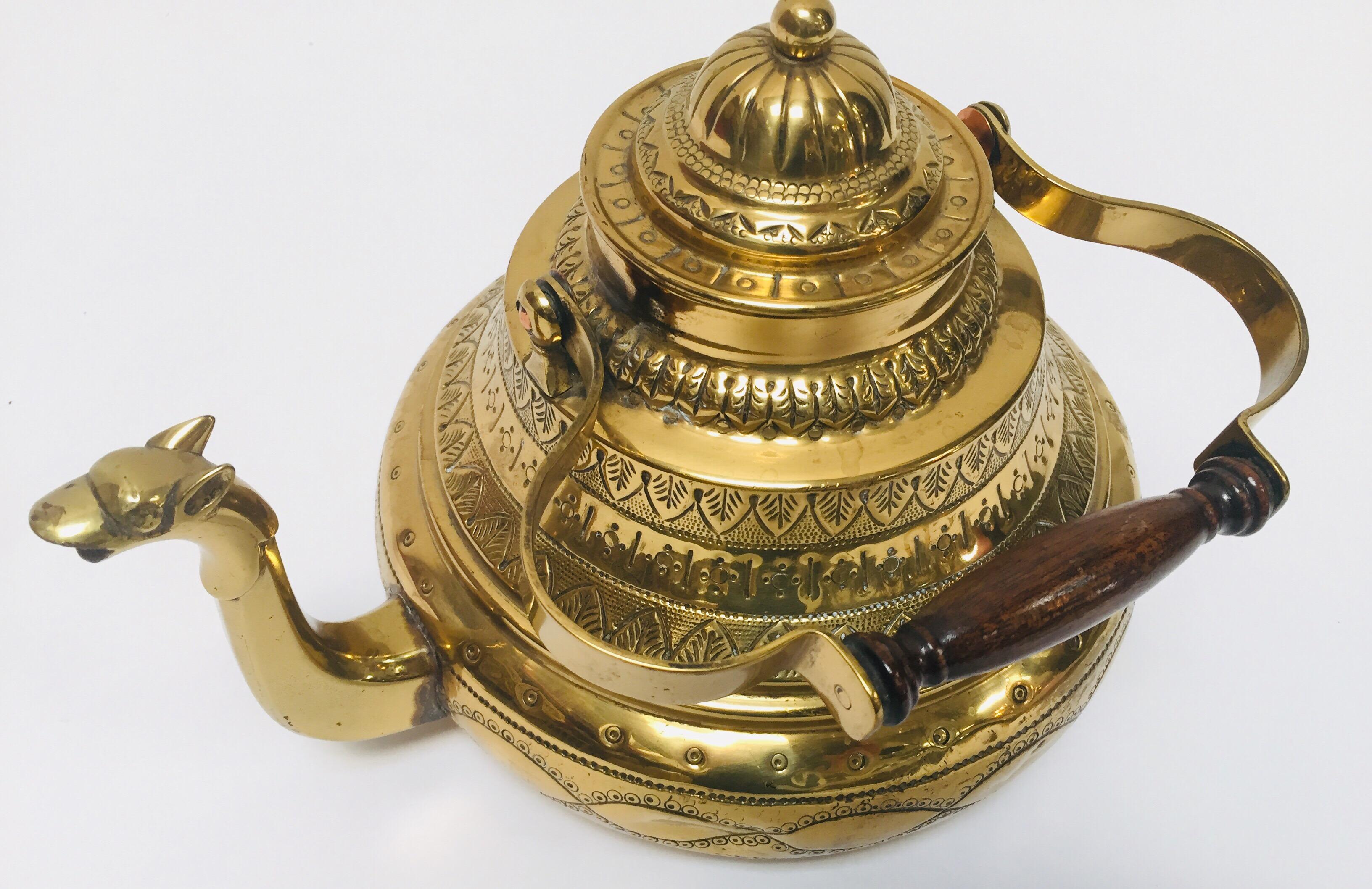 Moroccan Antique Brass Tea Kettle Pot with Camel Spout 4
