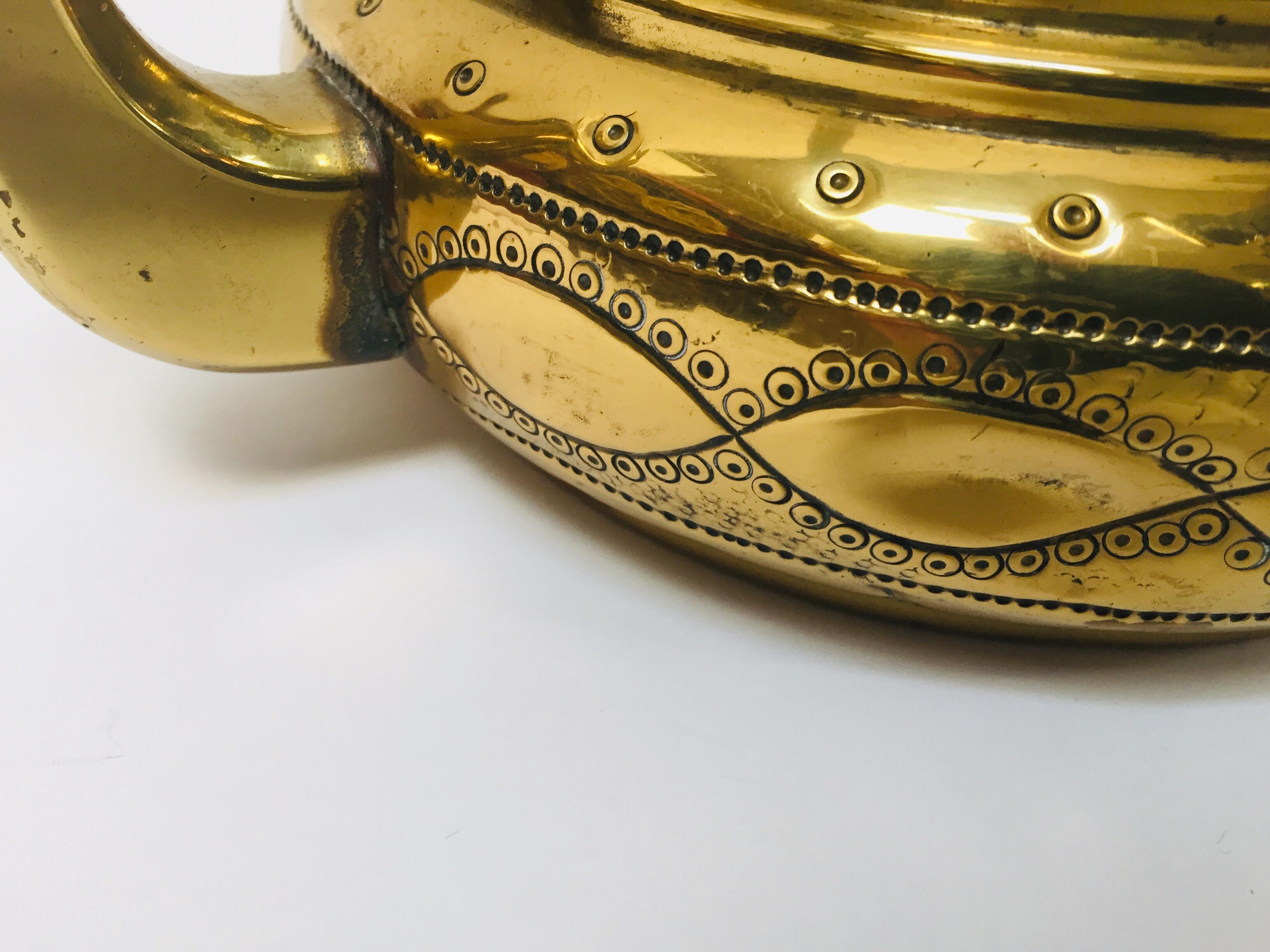 Moroccan Antique Brass Tea Kettle Pot with Camel Spout 9