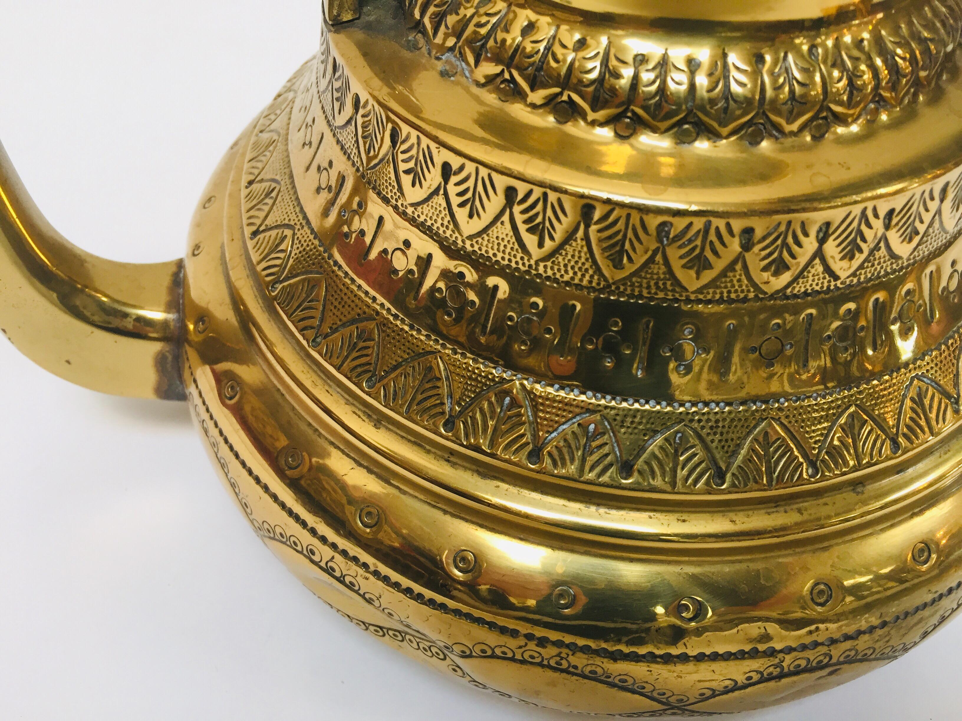 Moroccan Antique Brass Tea Kettle Pot with Camel Spout 10