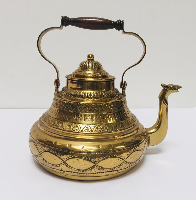 Moroccan Antique Brass Tea Kettle Pot with Camel Spout at 1stDibs