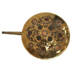Grand  Flacon de boissons tribal marocain ancien en laiton poli
