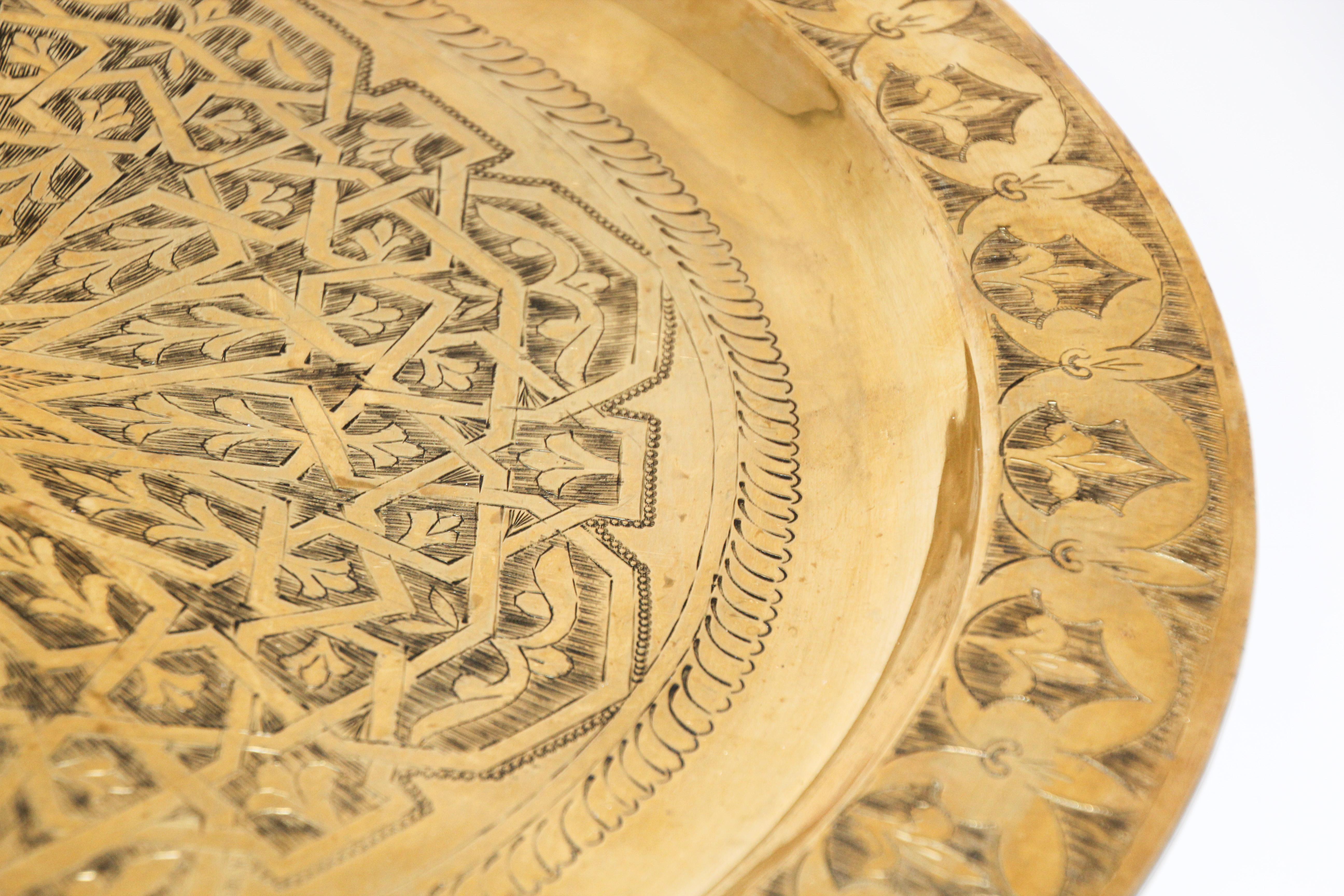 Moroccan Antique Round Brass Tray 5