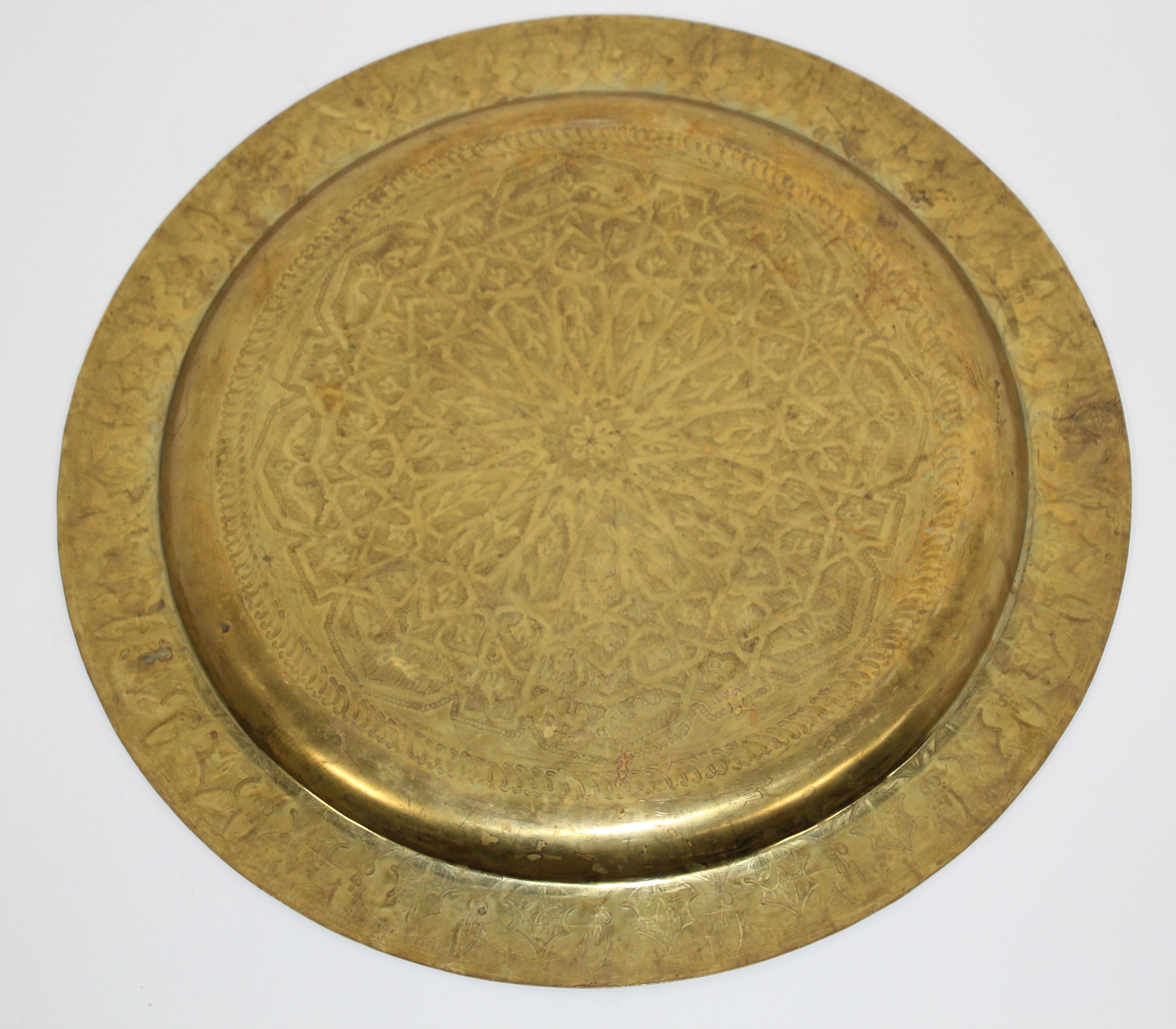 Moroccan Antique Round Brass Tray 7