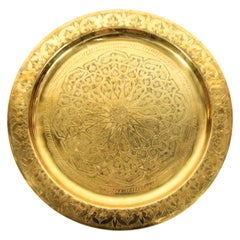 Moroccan Antique Round Brass Tray