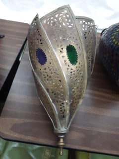 Moroccan Antique Set of 2 Misc. Brass Lamps, circa 1960