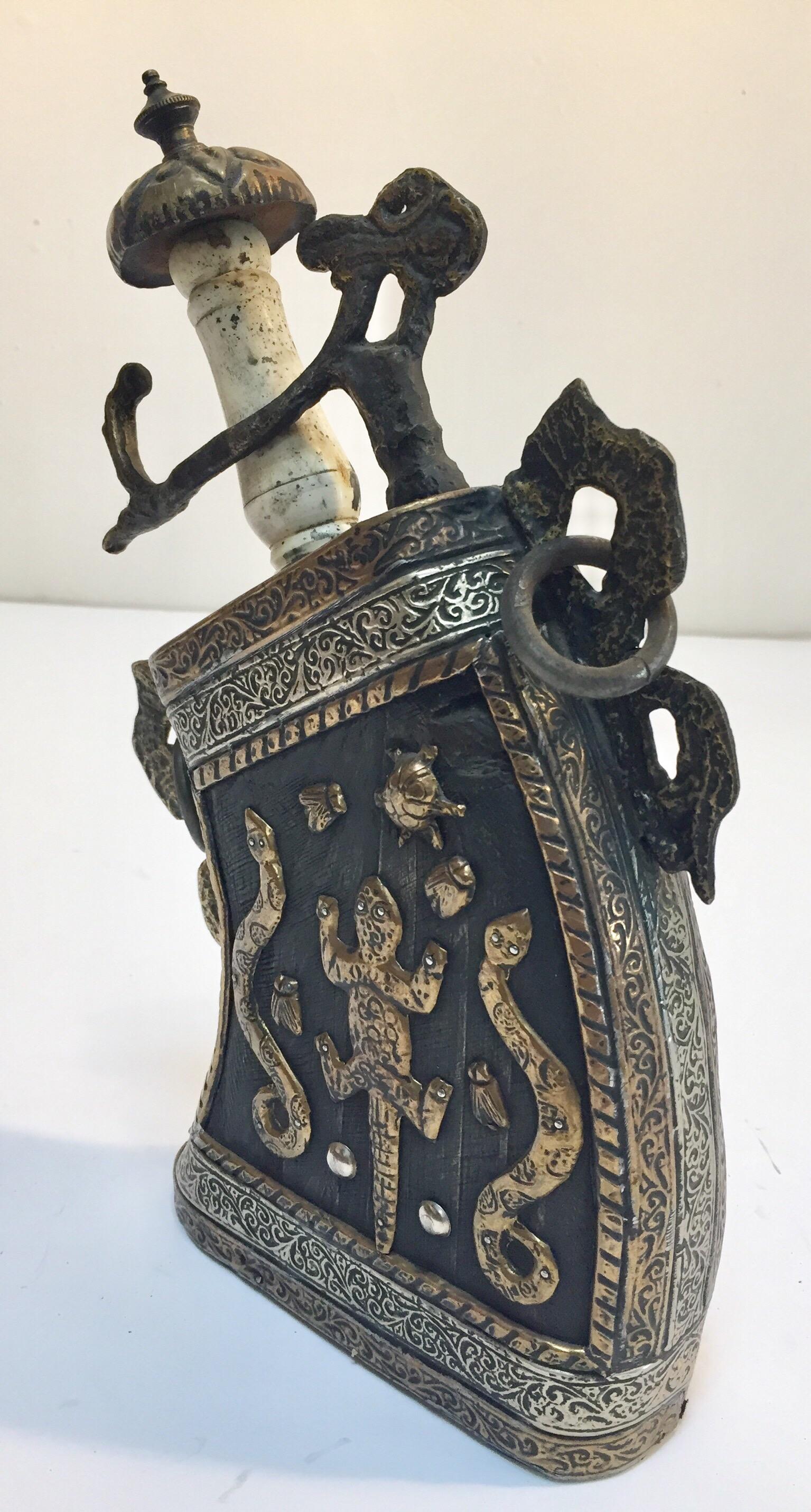 Moroccan Antique Tribal Gun Powder Case Flask 3
