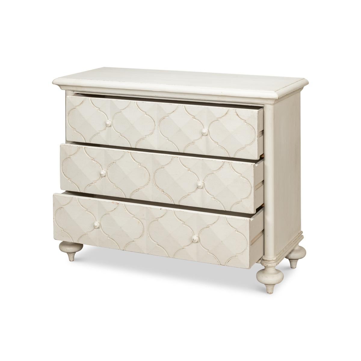 Moorish Moroccan Antique White Chest of Drawers For Sale