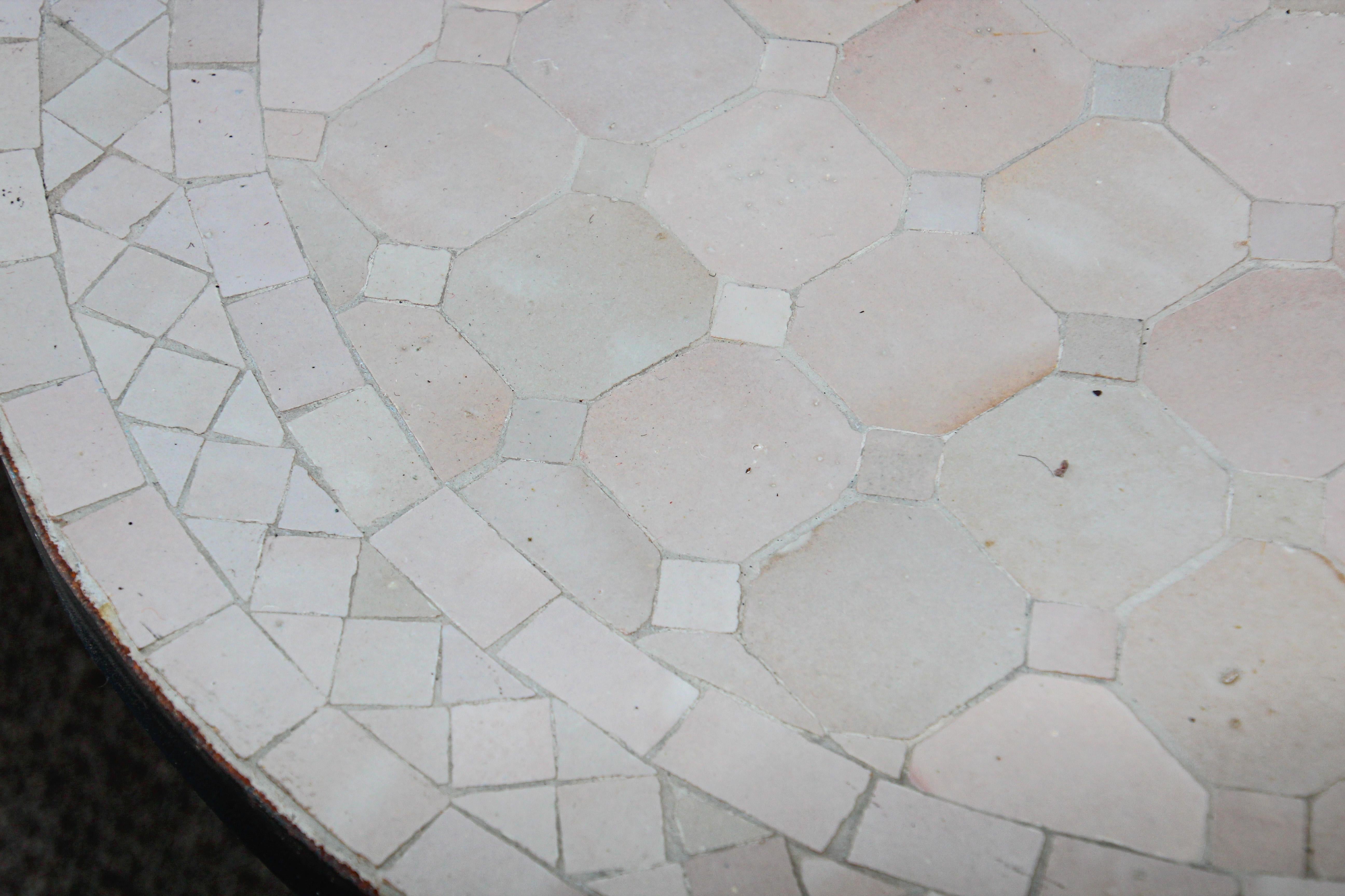 Moroccan Antique White Color Mosaic Tile Side Table 10
