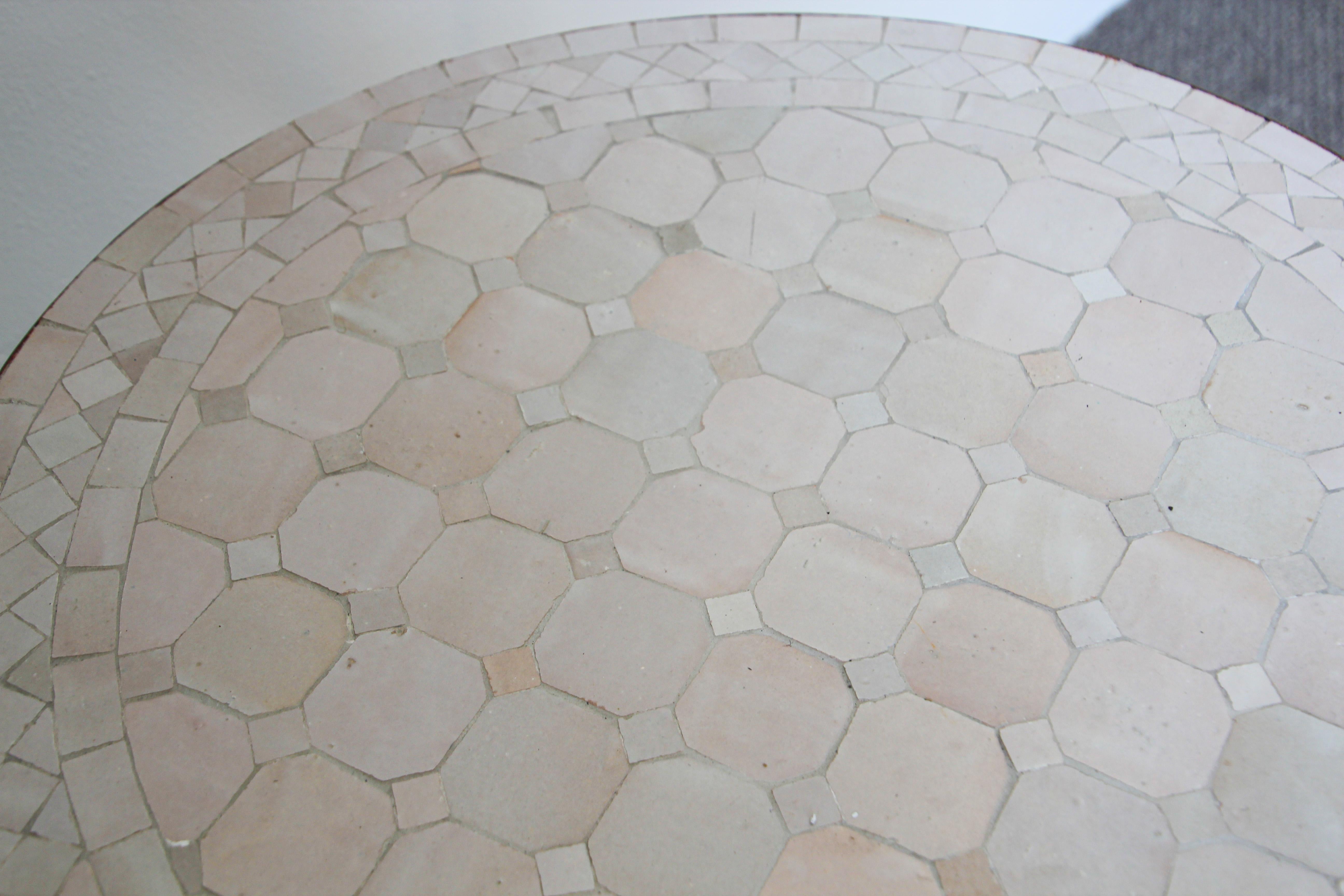 Moroccan Antique White Color Mosaic Tile Side Table 2