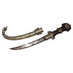 Large Moroccan Khoumaya Dagger with Ornate Sheath, circa 1950s