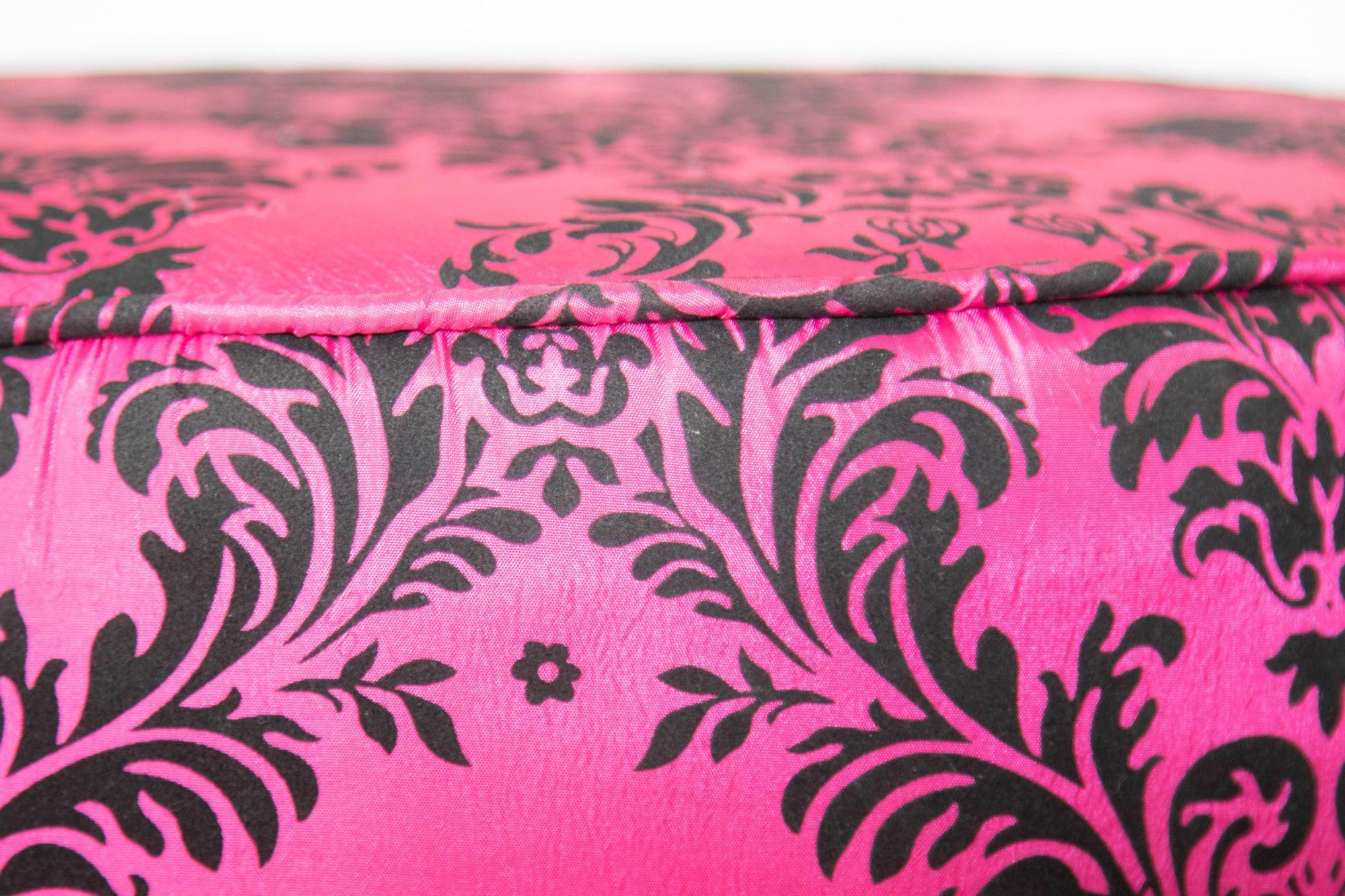 20th Century Moroccan Art Deco Boho Style Pouf in Hot Fuchsia Color For Sale