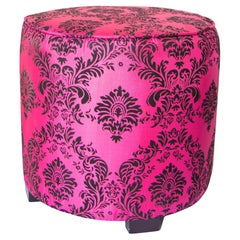 Moroccan Art Deco Boho Style Pouf in Hot Fuchsia Color