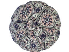 Moroccan Art Deco Style Pouf Upholstered in Moorish Textile Fabric Stool