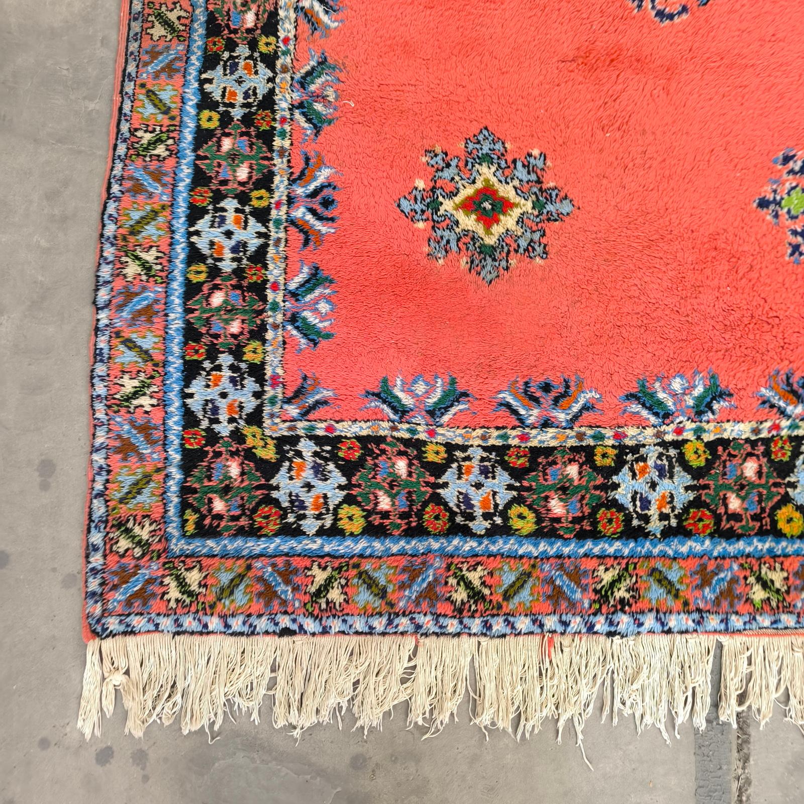Marokkanischer Artisanat Rabat Wollteppich Handgeknüpft 5.6' X 8.8' Orange Grün Floral im Angebot 4