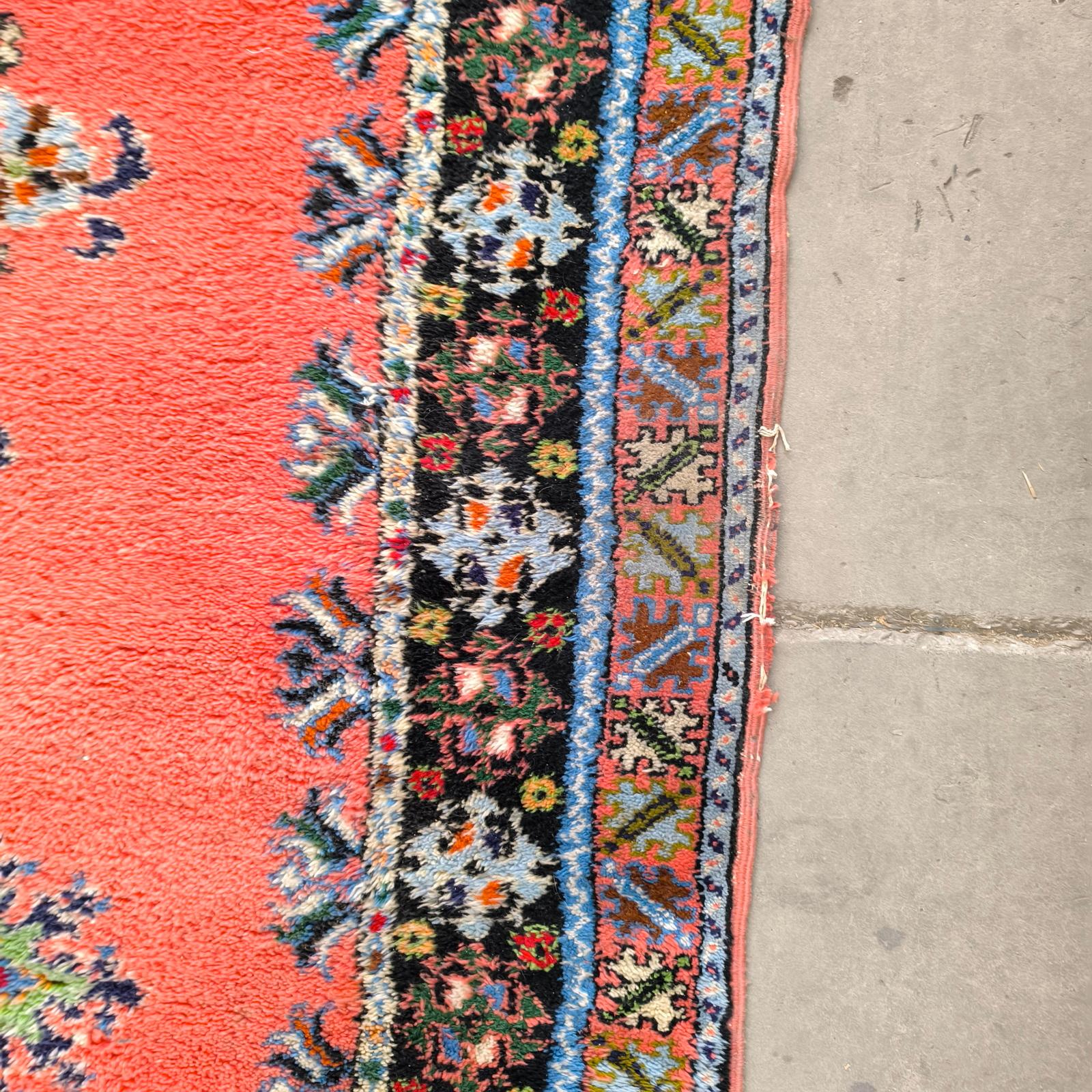 Marokkanischer Artisanat Rabat Wollteppich Handgeknüpft 5.6' X 8.8' Orange Grün Floral im Angebot 5