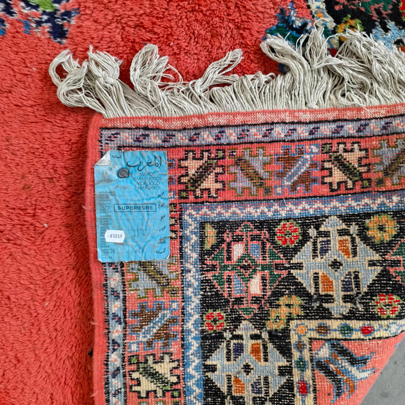 Marokkanischer Artisanat Rabat Wollteppich Handgeknüpft 5.6' X 8.8' Orange Grün Floral im Angebot 7