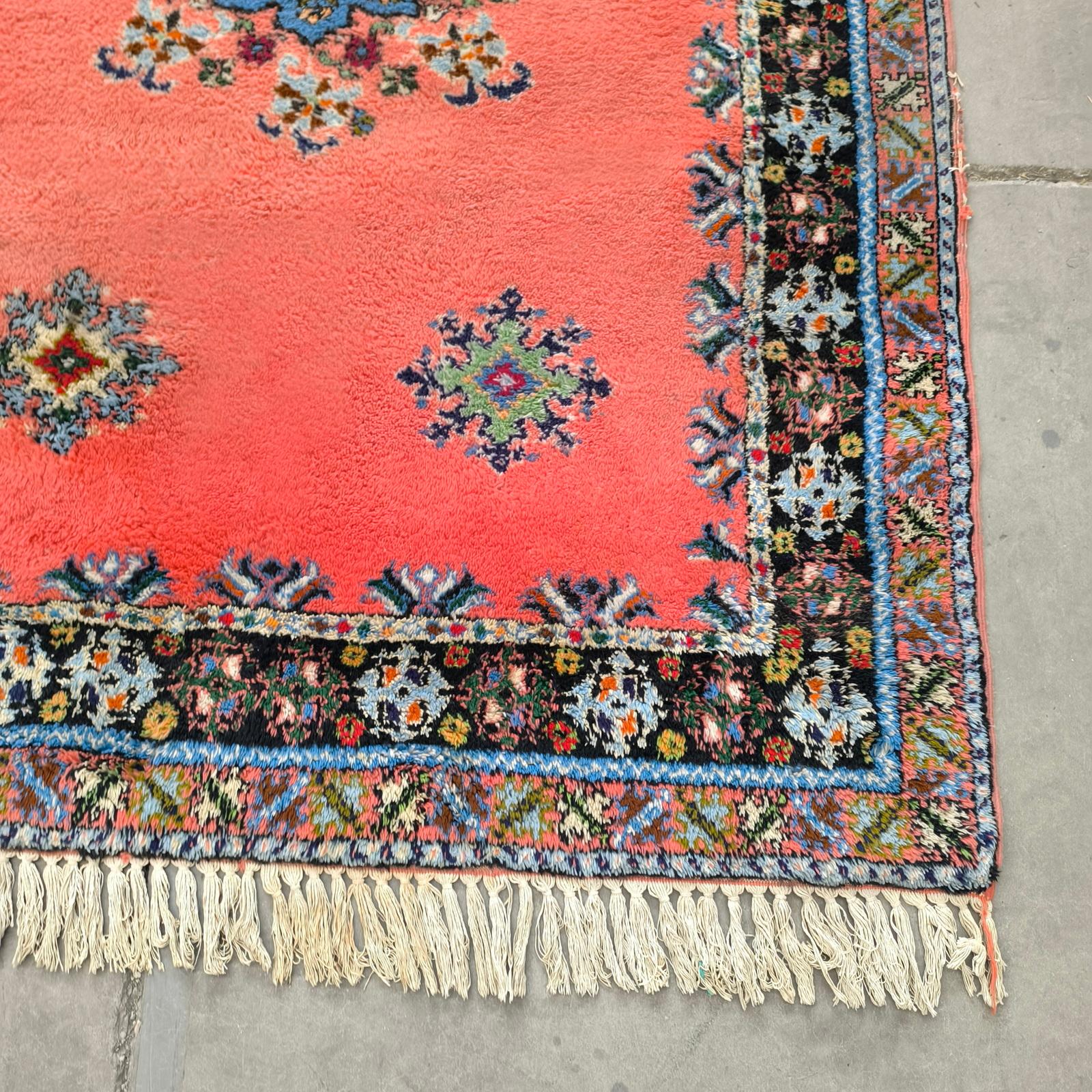 Marokkanischer Artisanat Rabat Wollteppich Handgeknüpft 5.6' X 8.8' Orange Grün Floral (Wolle) im Angebot