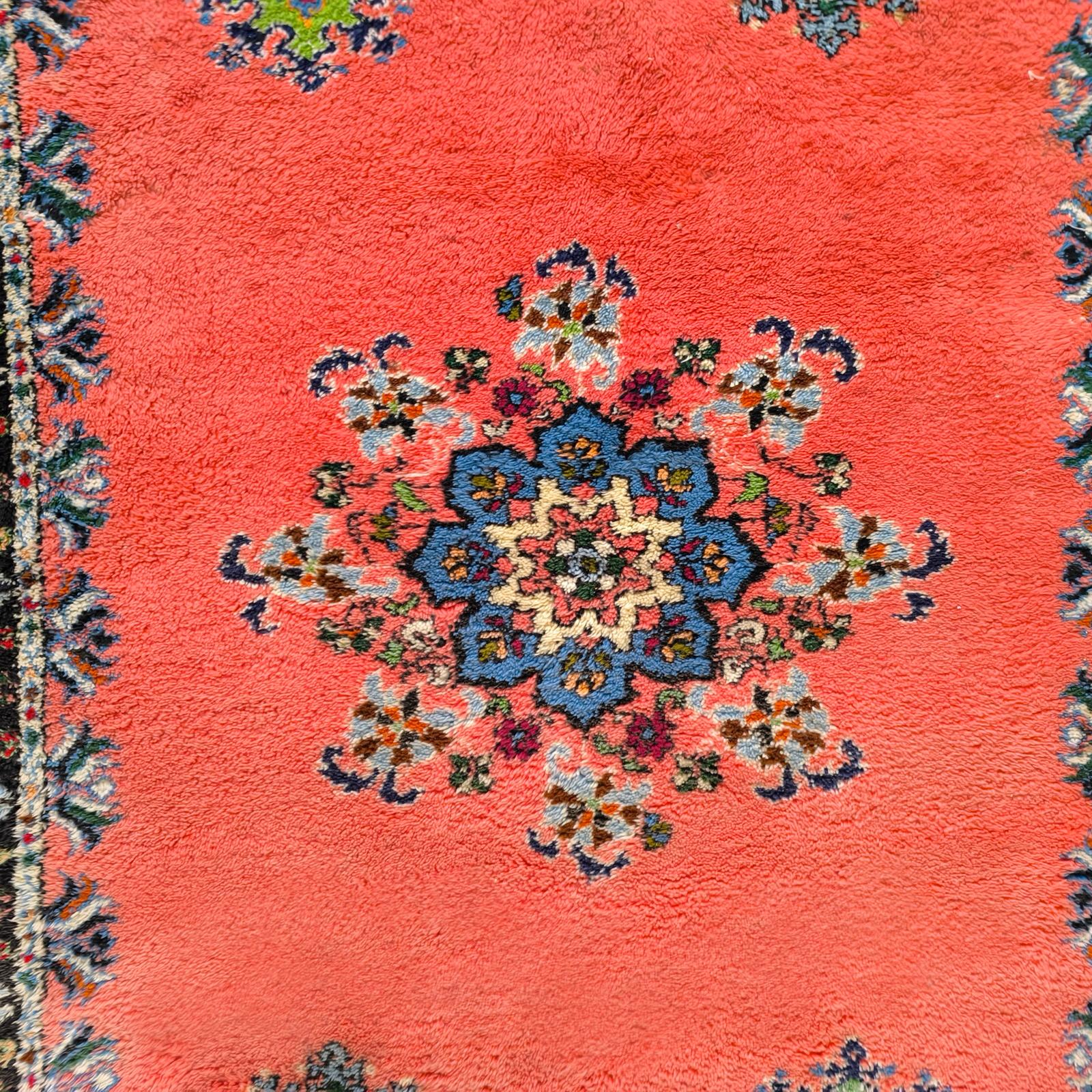 Marokkanischer Artisanat Rabat Wollteppich Handgeknüpft 5.6' X 8.8' Orange Grün Floral im Angebot 1