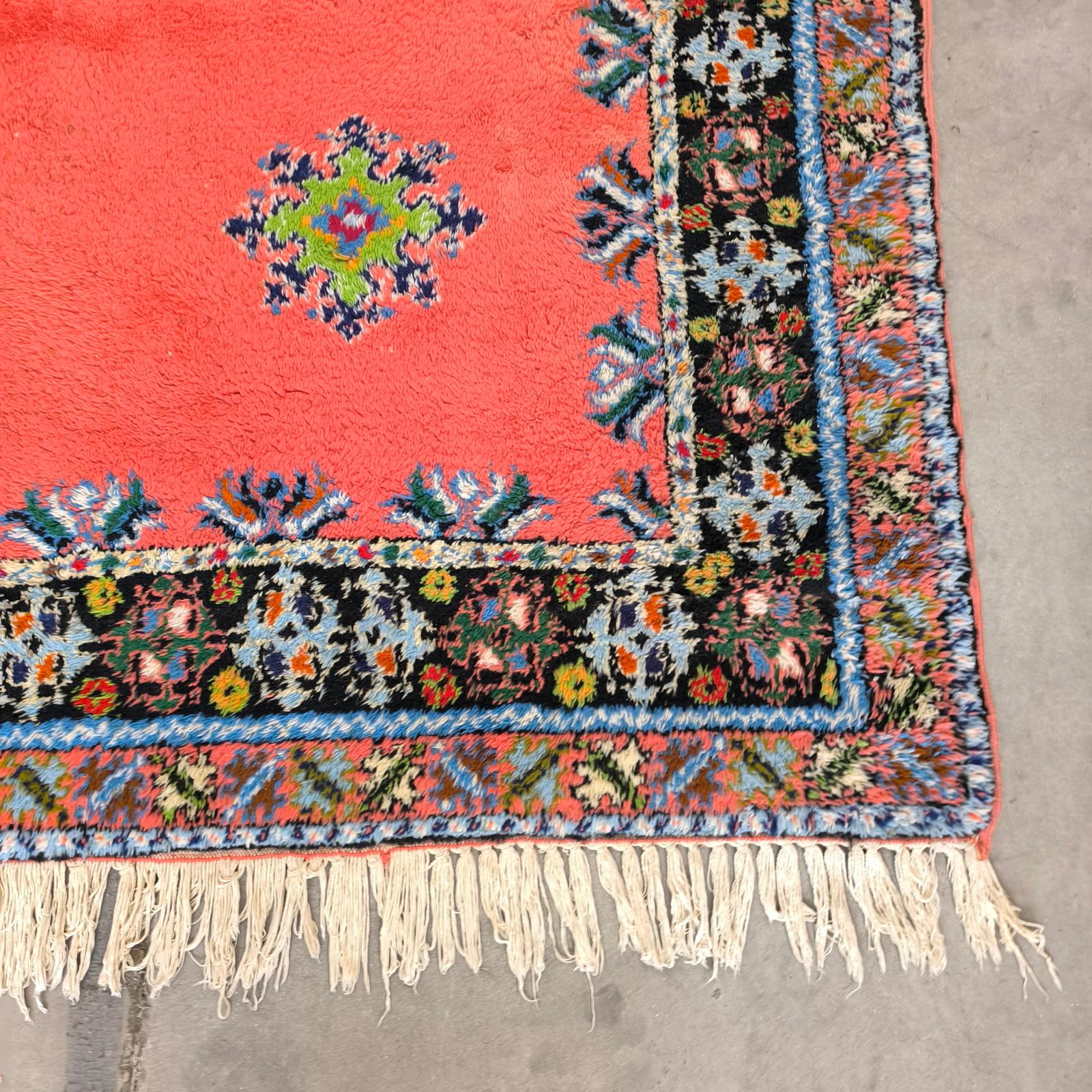 Marokkanischer Artisanat Rabat Wollteppich Handgeknüpft 5.6' X 8.8' Orange Grün Floral im Angebot 3