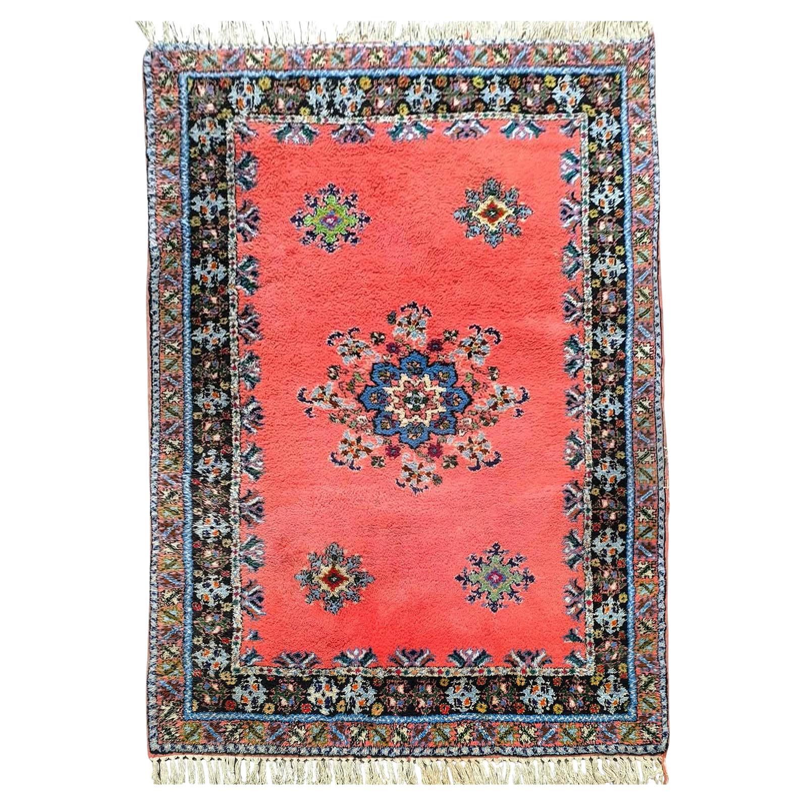 Marokkanischer Artisanat Rabat Wollteppich Handgeknüpft 5.6' X 8.8' Orange Grün Floral im Angebot