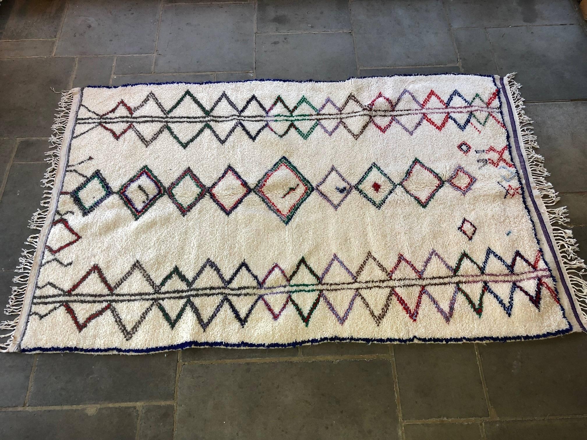 Hand-Knotted Moroccan Azilal Berber Rug For Sale