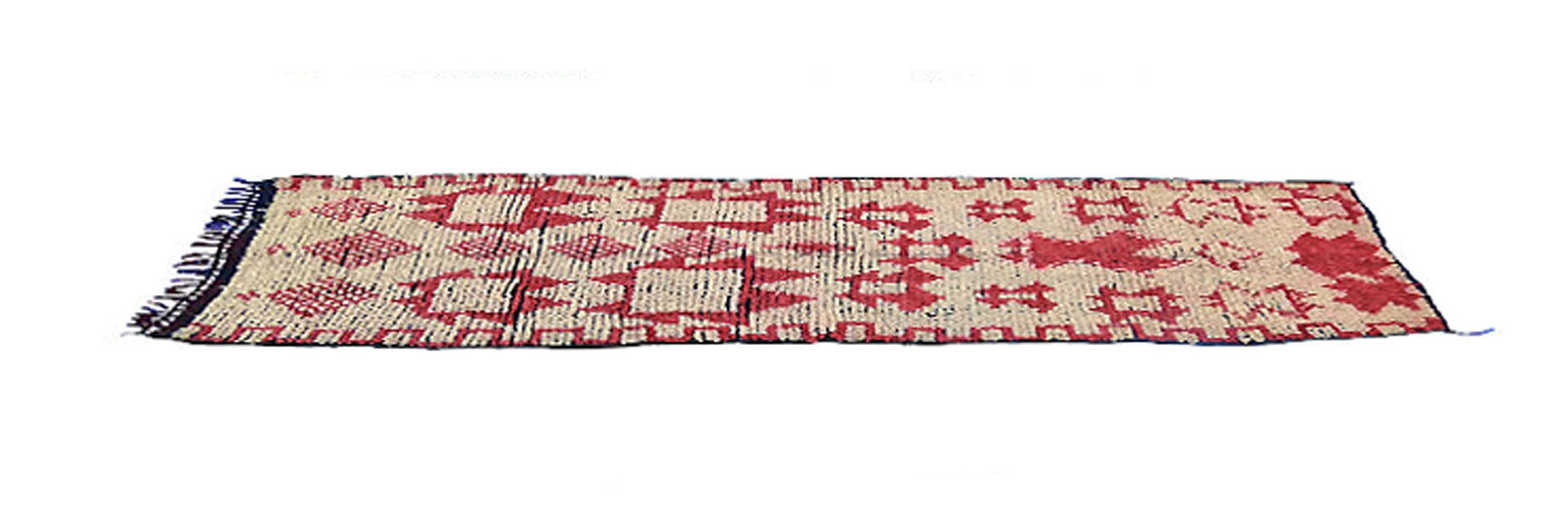 Alfombra Marroquí Azilal Marfil y Rosa 2'10 x 8' en Bueno estado para la venta en Los Angeles, CA