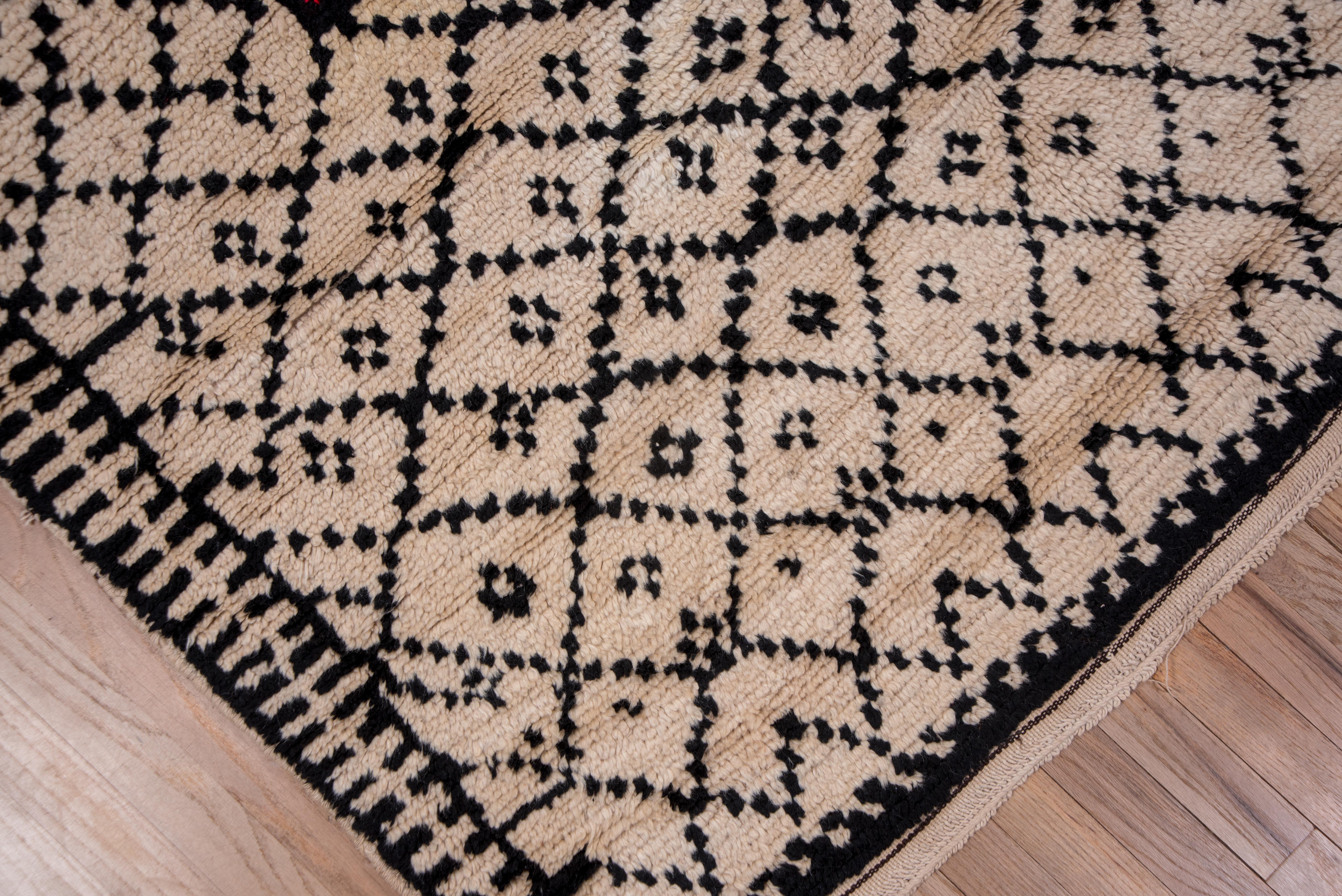 Marokkanischer Azilal-Teppich, farbenfrohes Motiv, hohe Flor (Handgeknüpft) im Angebot
