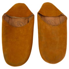 Moroccan Babouche Leather Slippers Amber Color size 7
