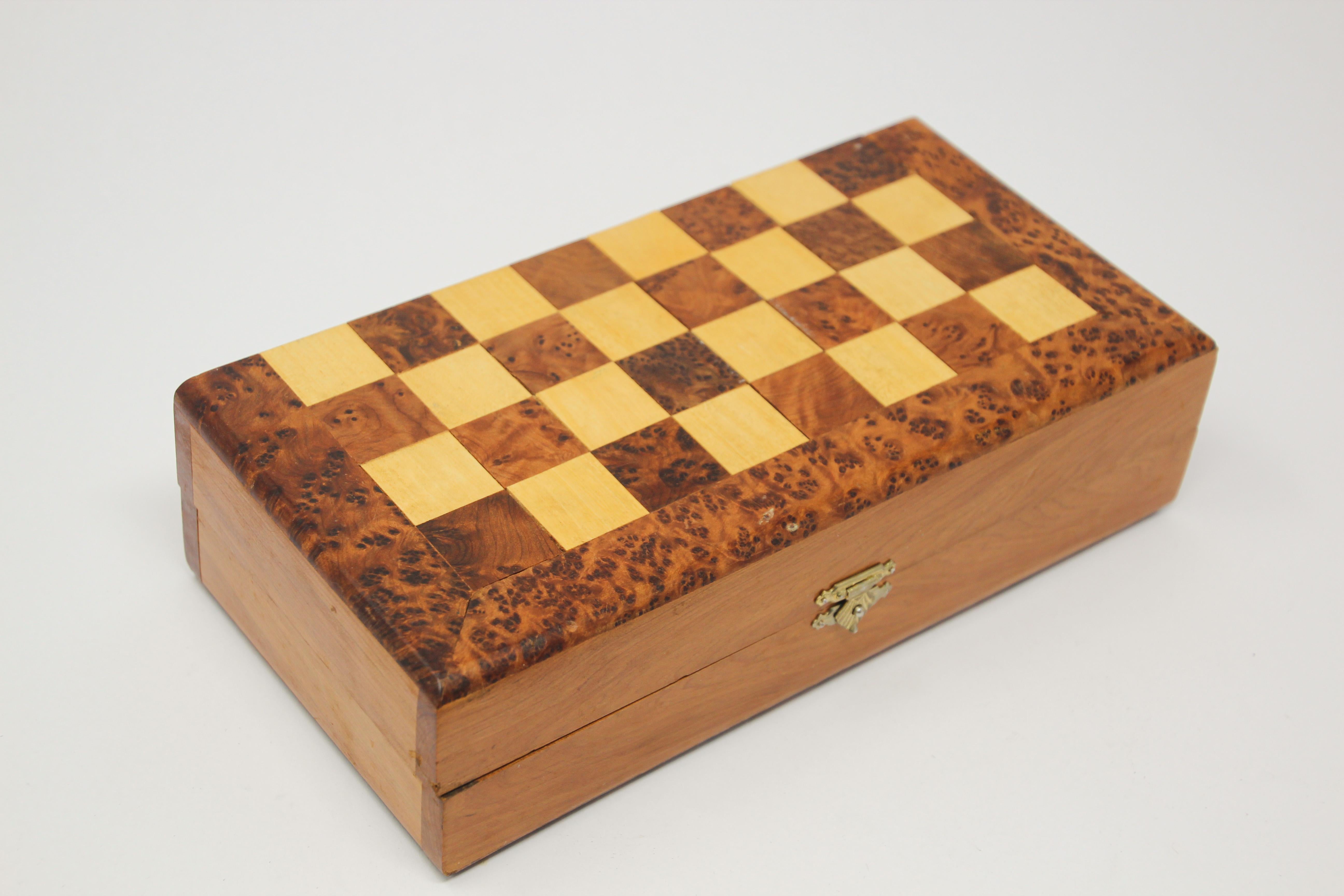 Moroccan Backgammon and Chess Set Game in Thuya Wood Box 1