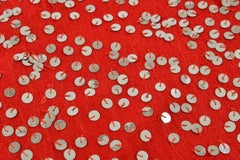 Hand-Woven Red Moroccan Blanket, Square Wool Textile, Tribal Style