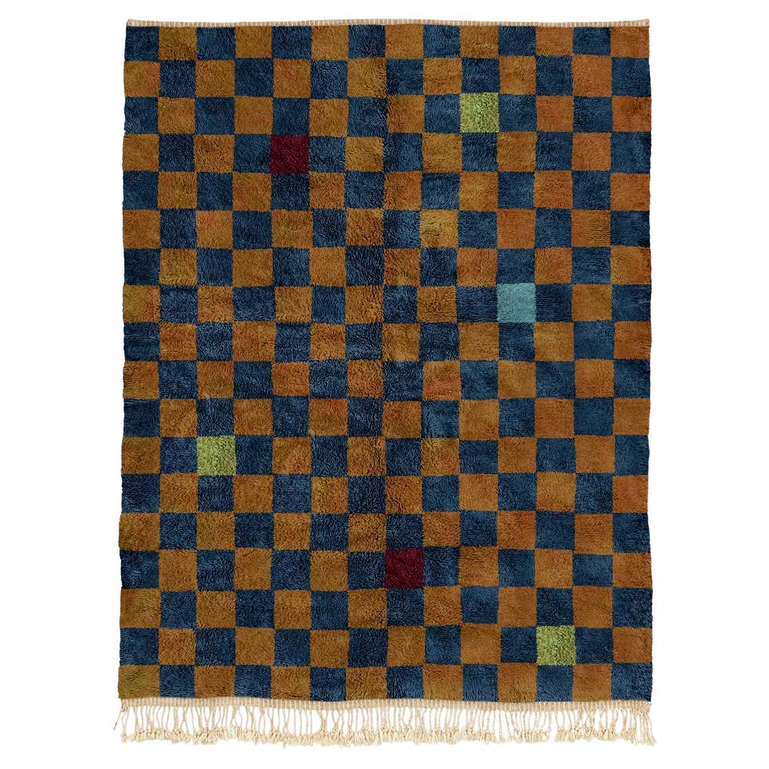 Tapis marocain Beni Mrirt à motifs en damier 12'x15', Tapis The Moderns MADE, Fait sur mesure