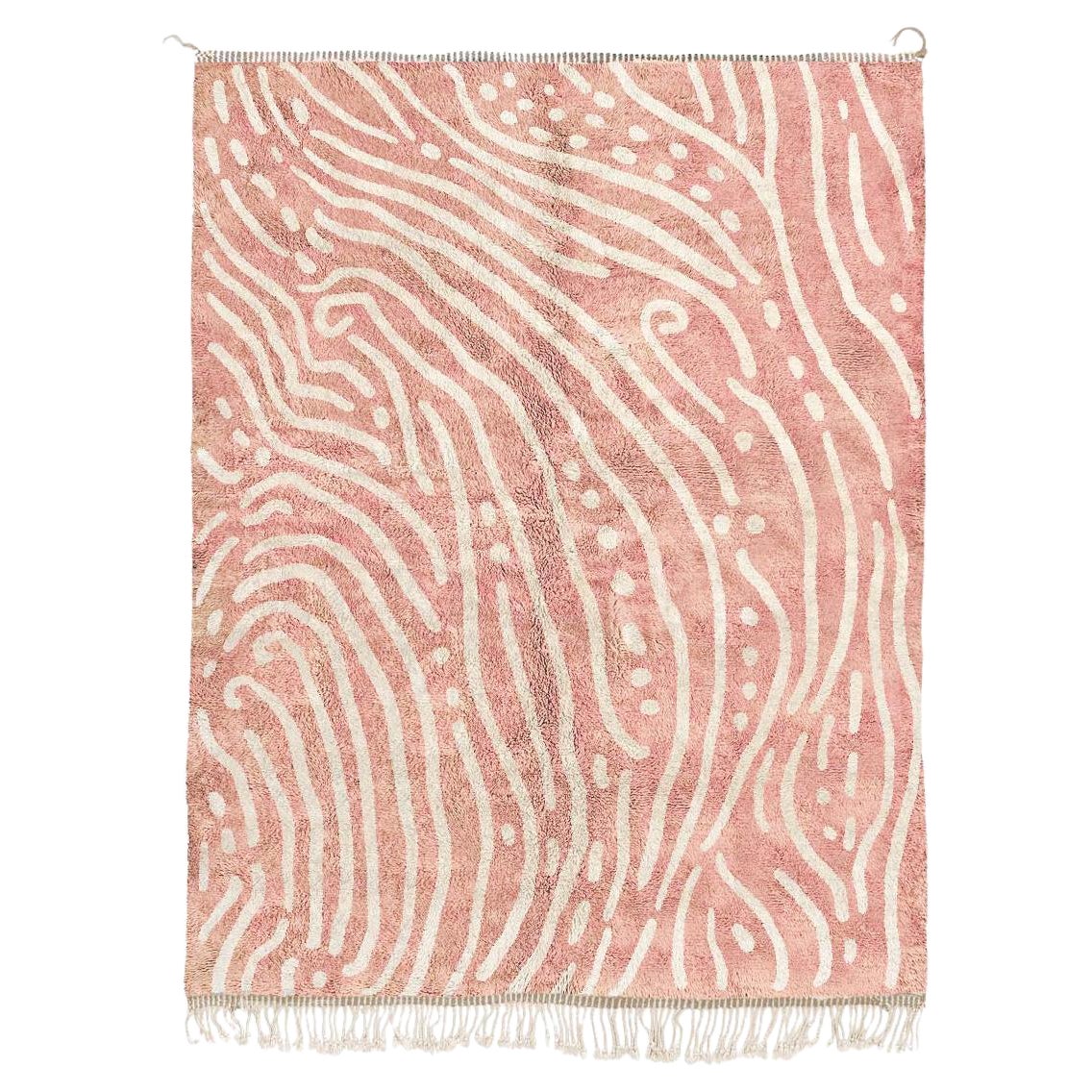 Moroccan Beni Mrirt rug 12’x15' Modern Dusty Pink Color rug, Custom-made