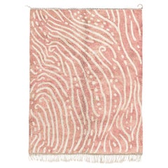 Tapis marocain Beni Mrirt 4'x6', ornement moderne rose poussiéreux, fait sur mesure