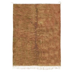 Marokkanische Beni Mrirt Teppich 4'x6', Solid Terracotta Braun Shag Teppich, Custom-Made