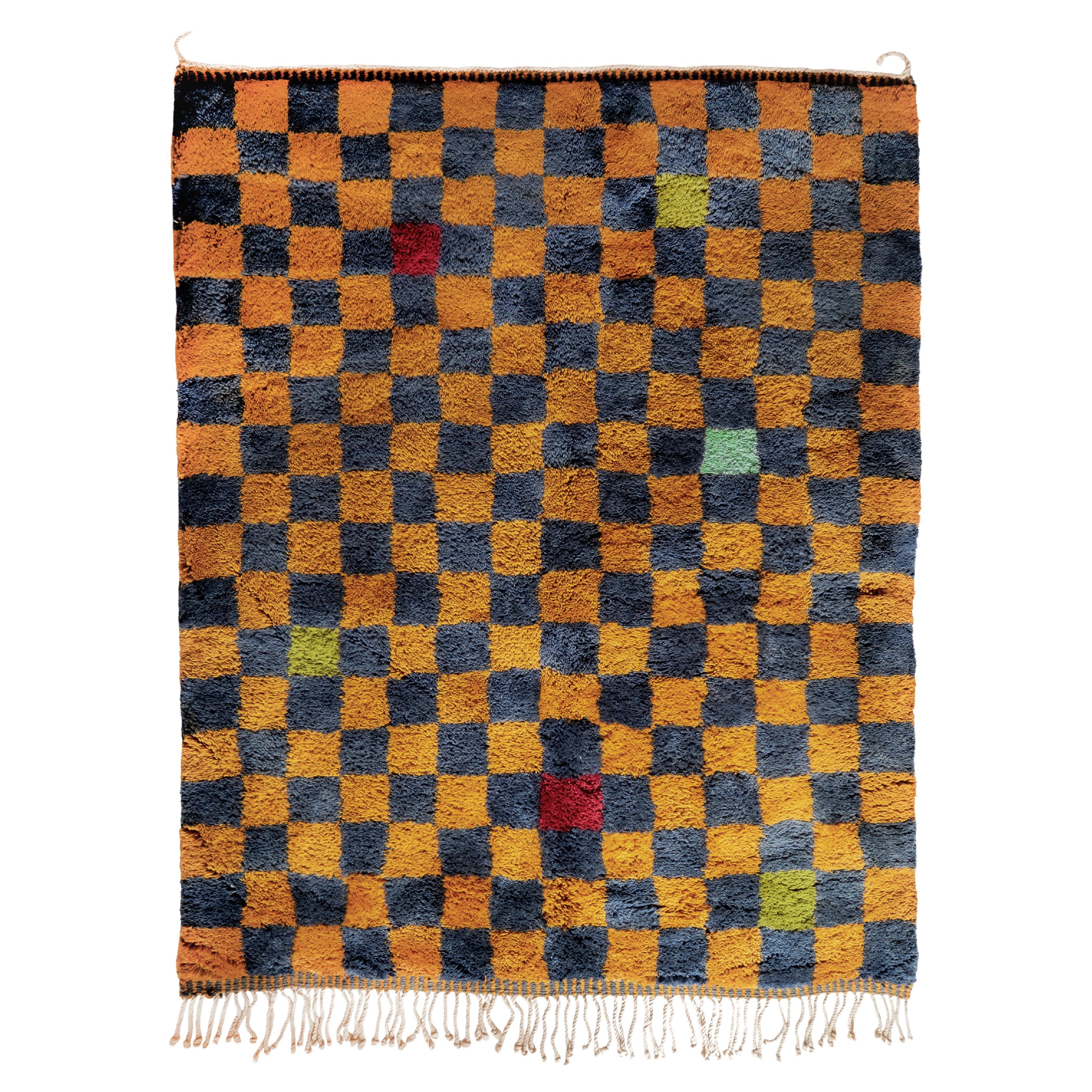Tapis marocain à motifs en damier 5.2'x6.7', Tapis Modernity, En stock