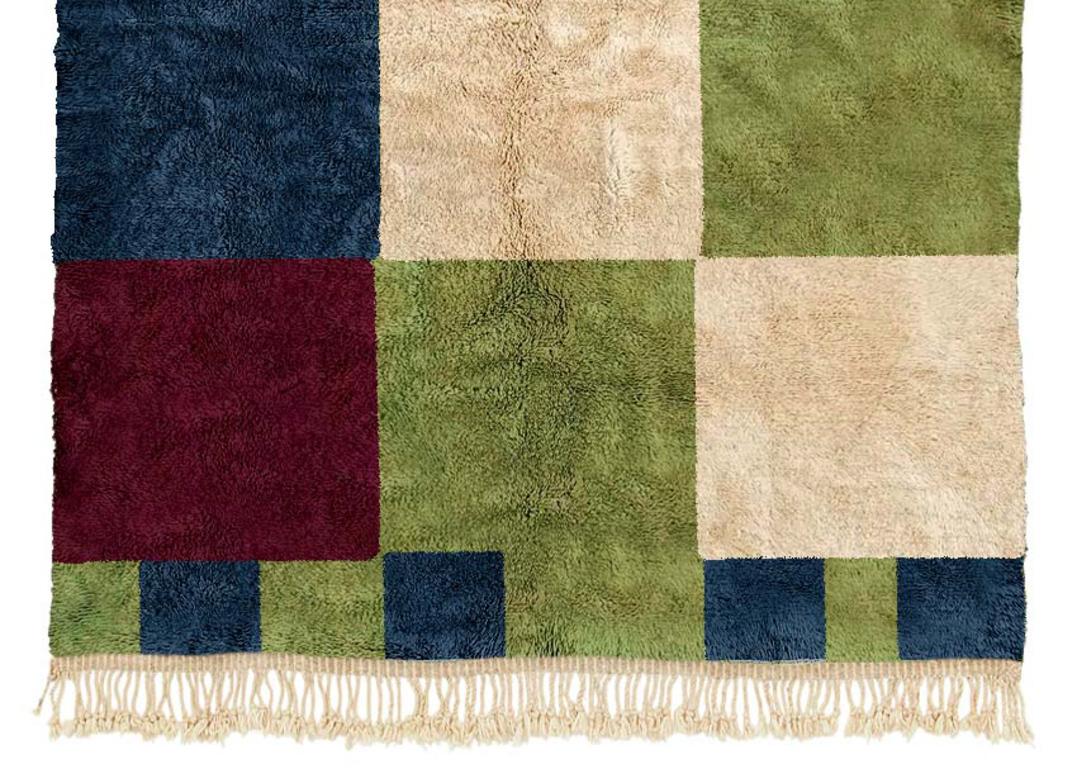 Hand-Knotted Moroccan Beni Mrirt rug 5'x7’, Modern Geometric Pattern Berber rug, Custom-made For Sale
