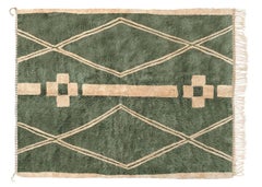 Moroccan Beni Mrirt rug 5’x8’, Tribal Pattern Green Shag Color rug, Custom-Made