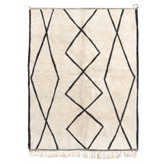 Moroccan Beni Mrirt rug 6’x9’, Black Diamond Pattern Shag rug, Custom-Made