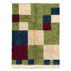 Tapis marocain Beni Mrirt 6'x9', tapis à motifs géométriques et carrés, fait sur mesure