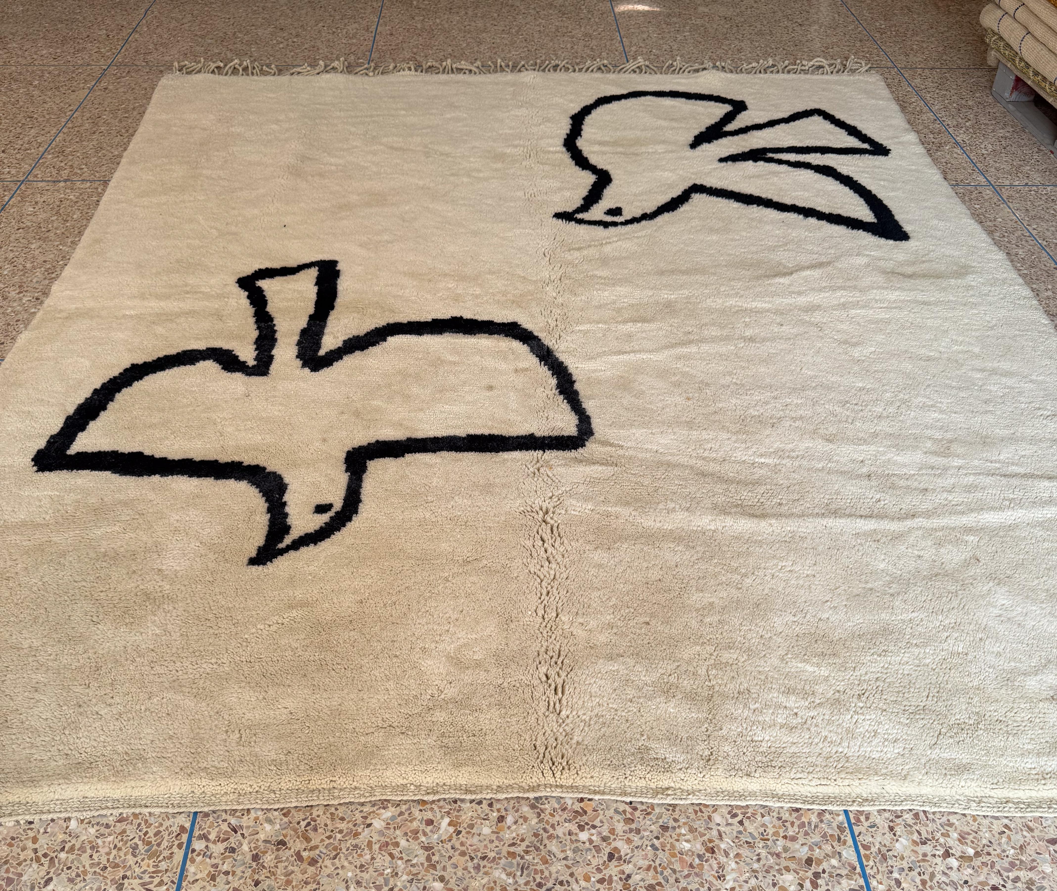 Alfombra marroquí Beni Mrirt 6'x9', Patrón inspirado en Pablo Picasso, Hecha a medida Marroquí en venta