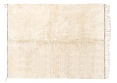 Tappeto Beni Mrirt marocchino annodato a mano 5'x7', Made Solid White Plush Rug, Made to Order