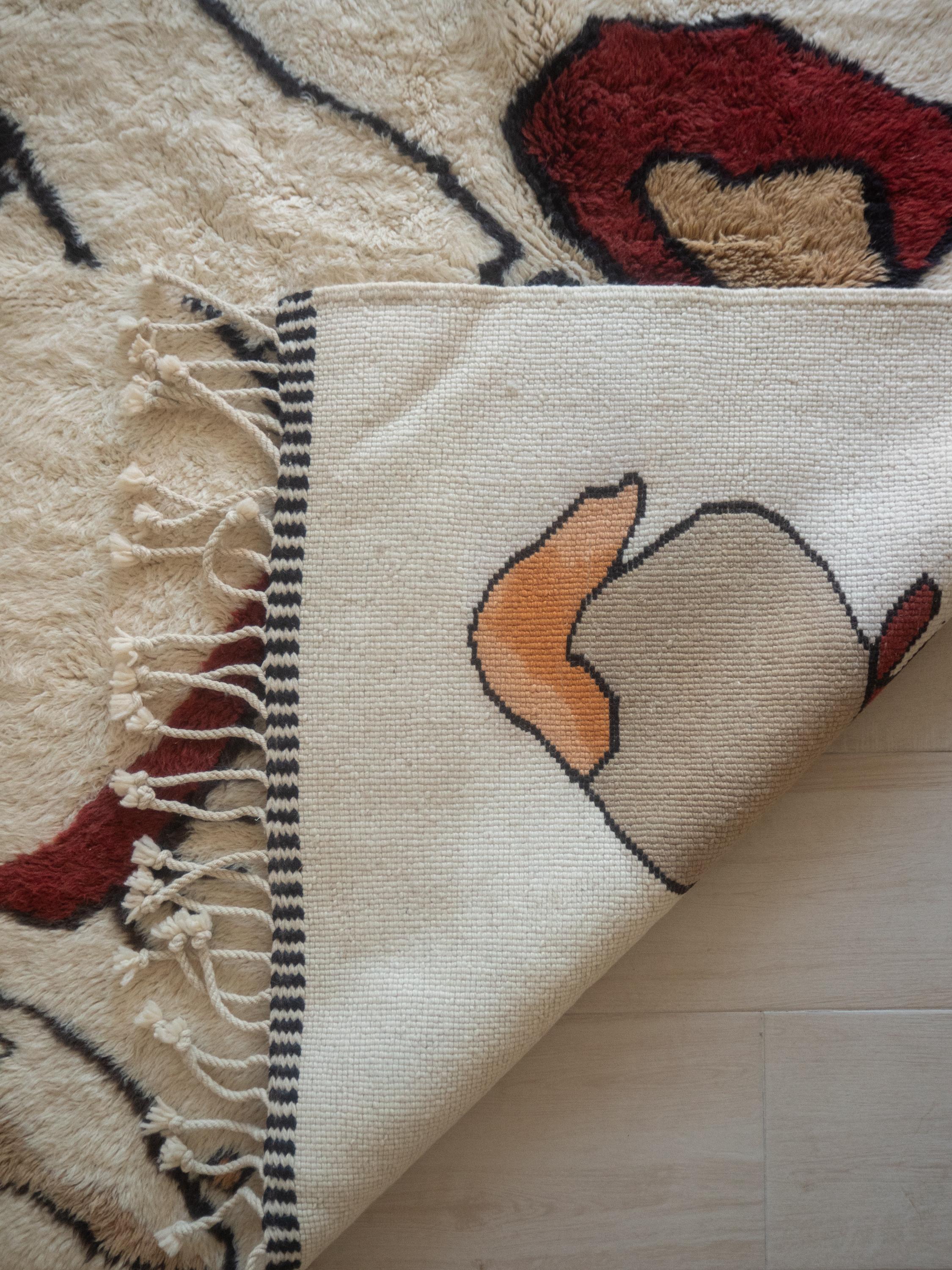 Laine Tapis marocain Beni Mrirt 8'x10', motif d'inspiration Kandinsky, fait sur mesure en vente
